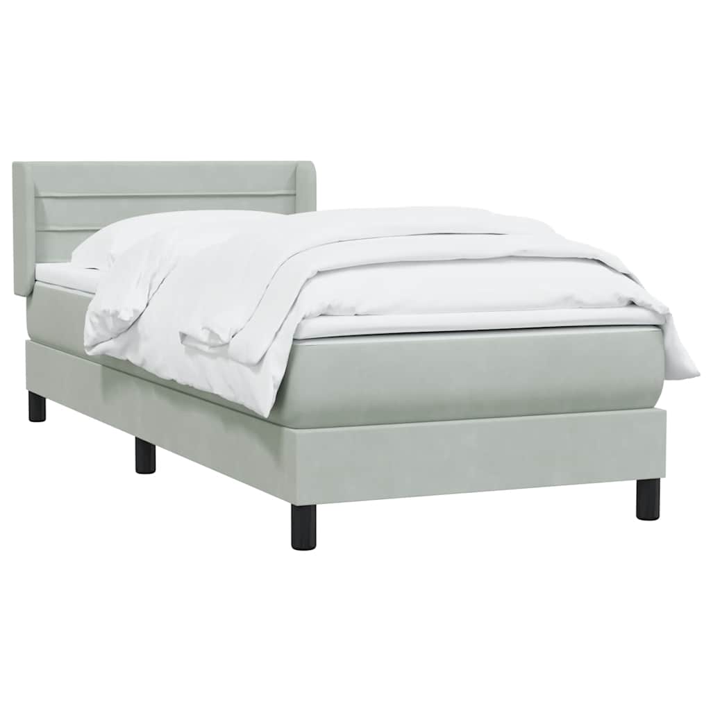 Cama com molas/colchão cinzento-claro 80x220 cm veludo