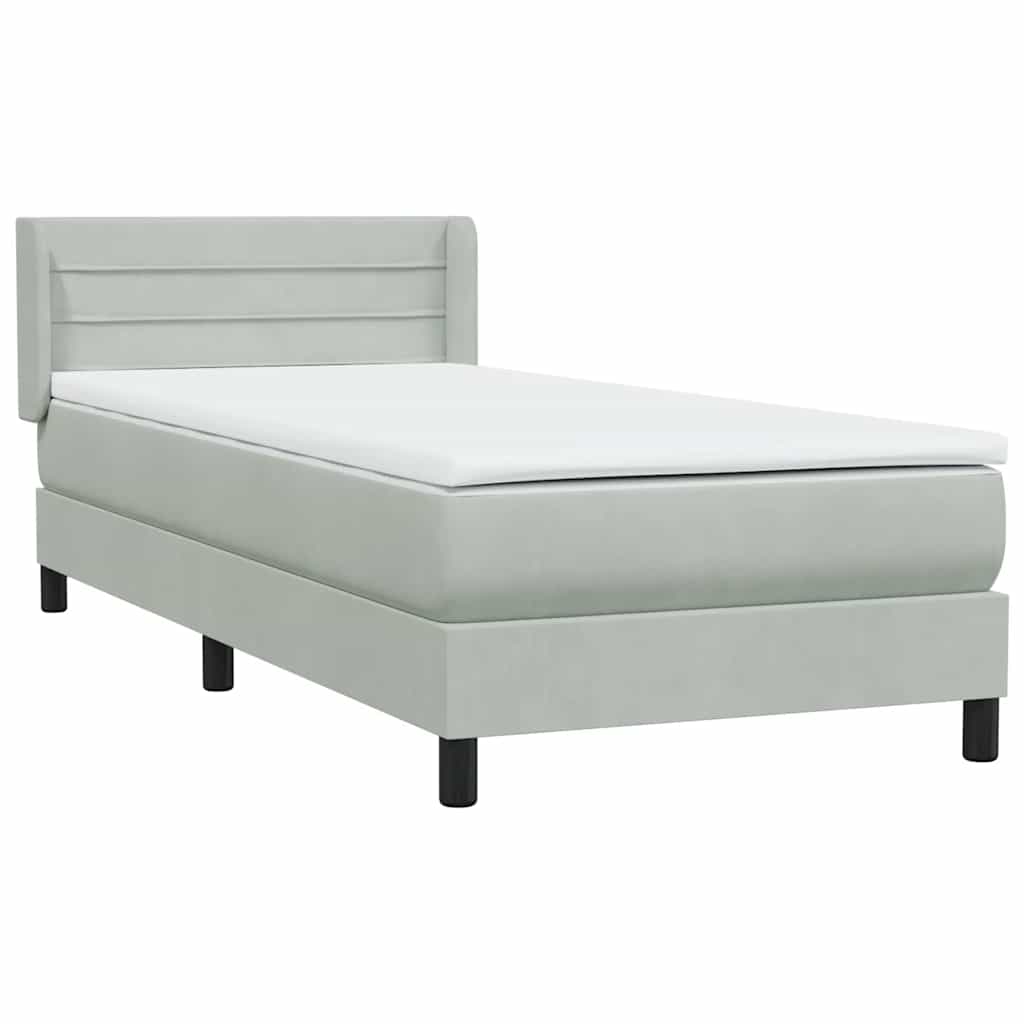 Cama com molas/colchão cinzento-claro 80x220 cm veludo