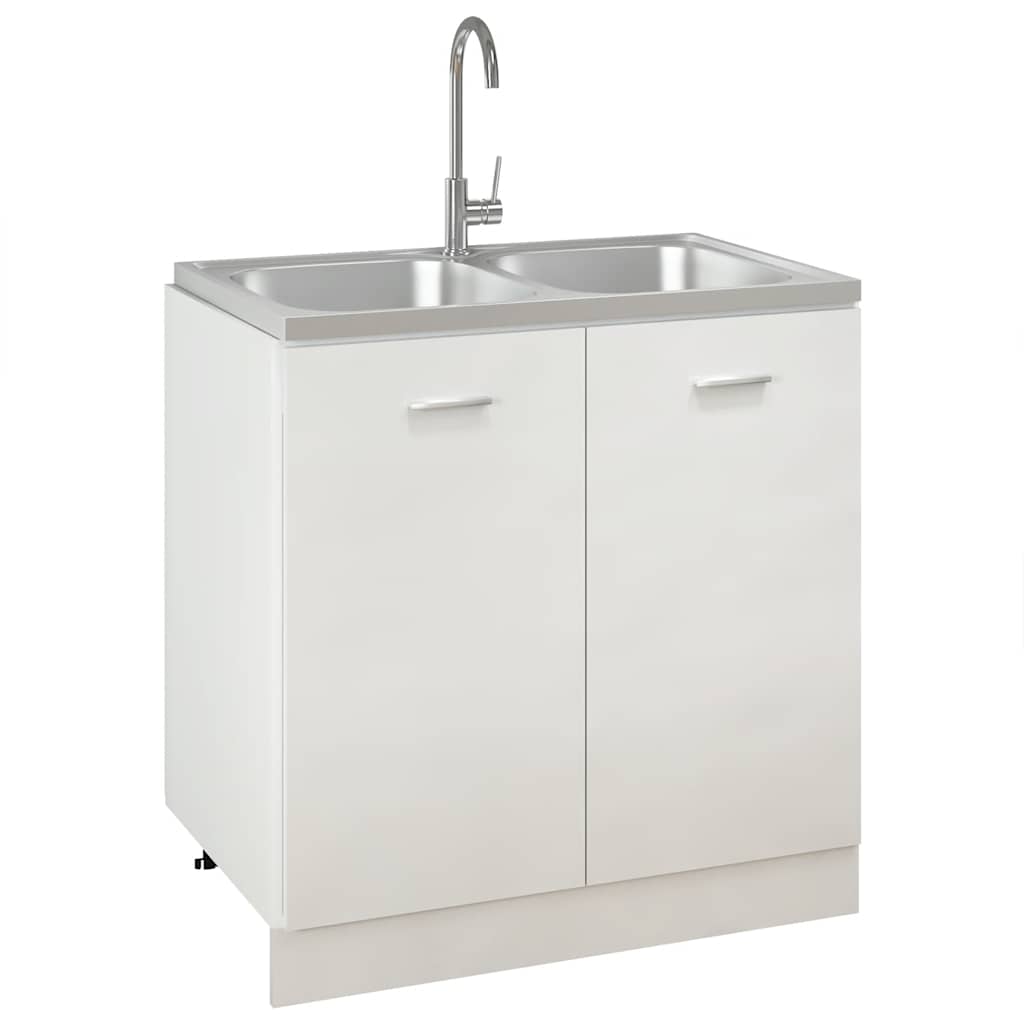 Lava-louça cozinha + cuba dupla 800x500x155mm aço inox prateado