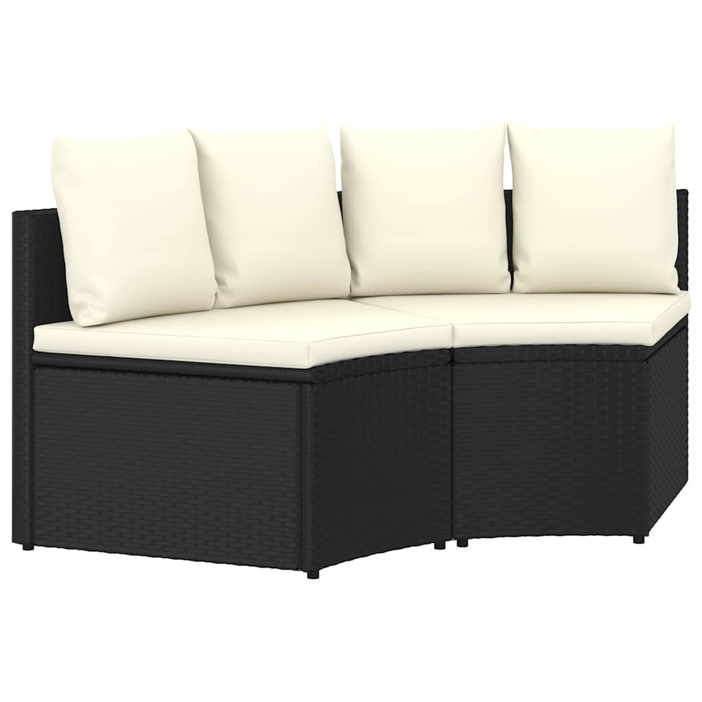 2 Pcs conjunto sofás de jardim c/ almofadões vime PE preto