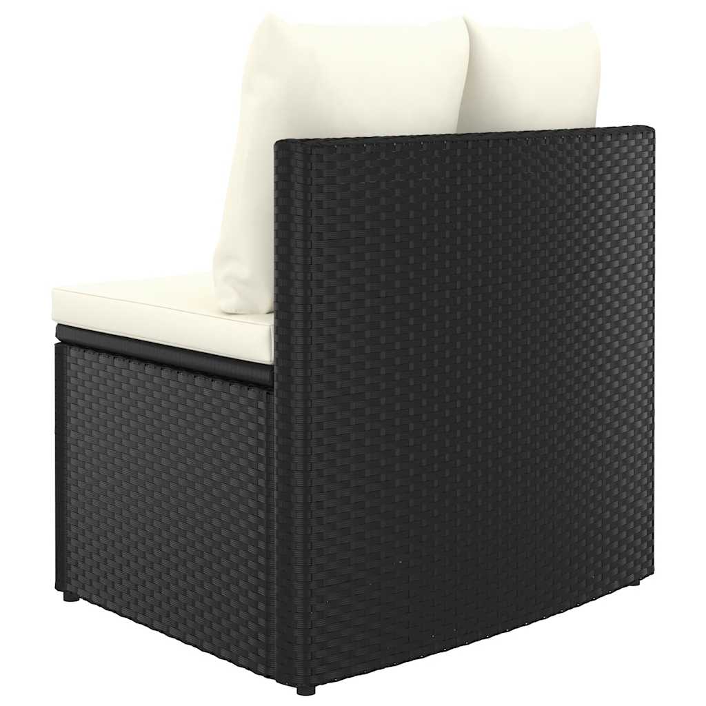 2 Pcs conjunto sofás de jardim c/ almofadões vime PE preto