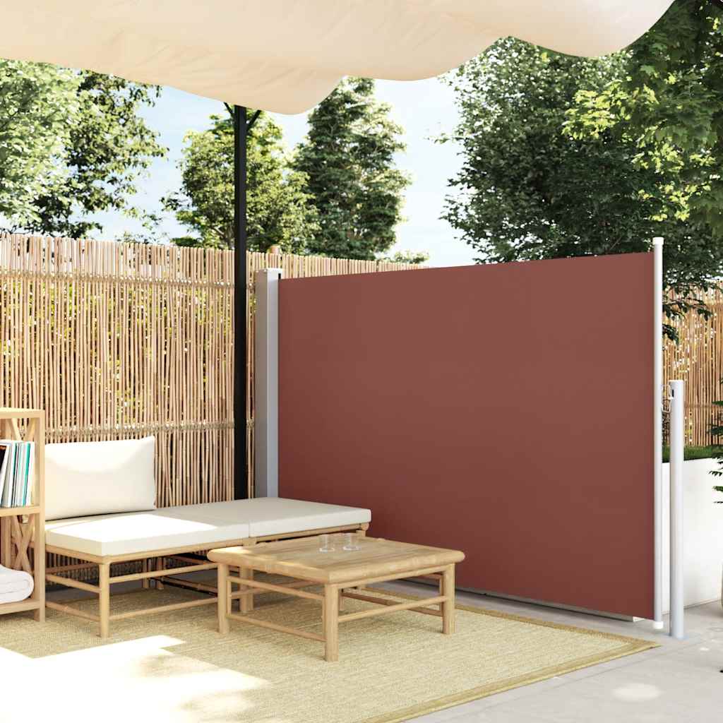 Toldo lateral retrátil para pátio 140x500 cm castanho