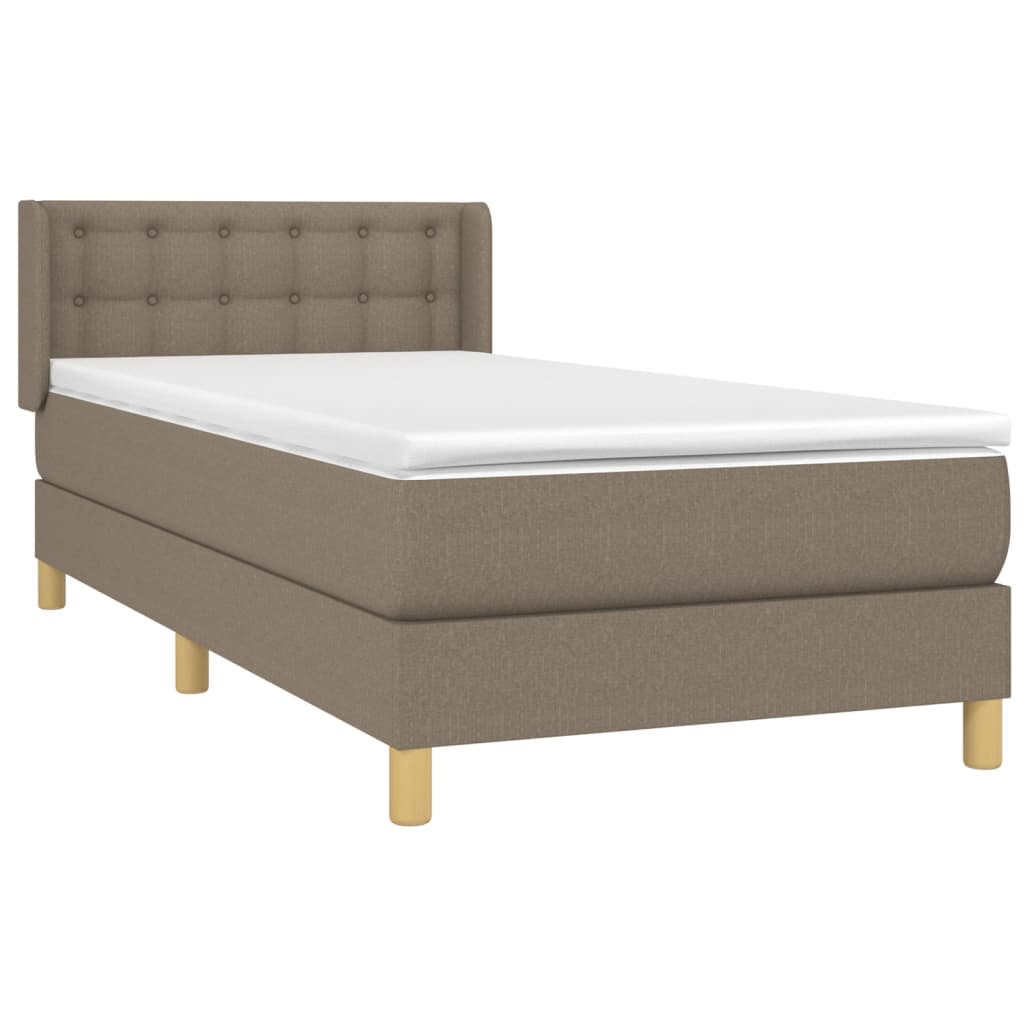Cama com molas/colchão 100x200 cm tecido cinza-acastanhado