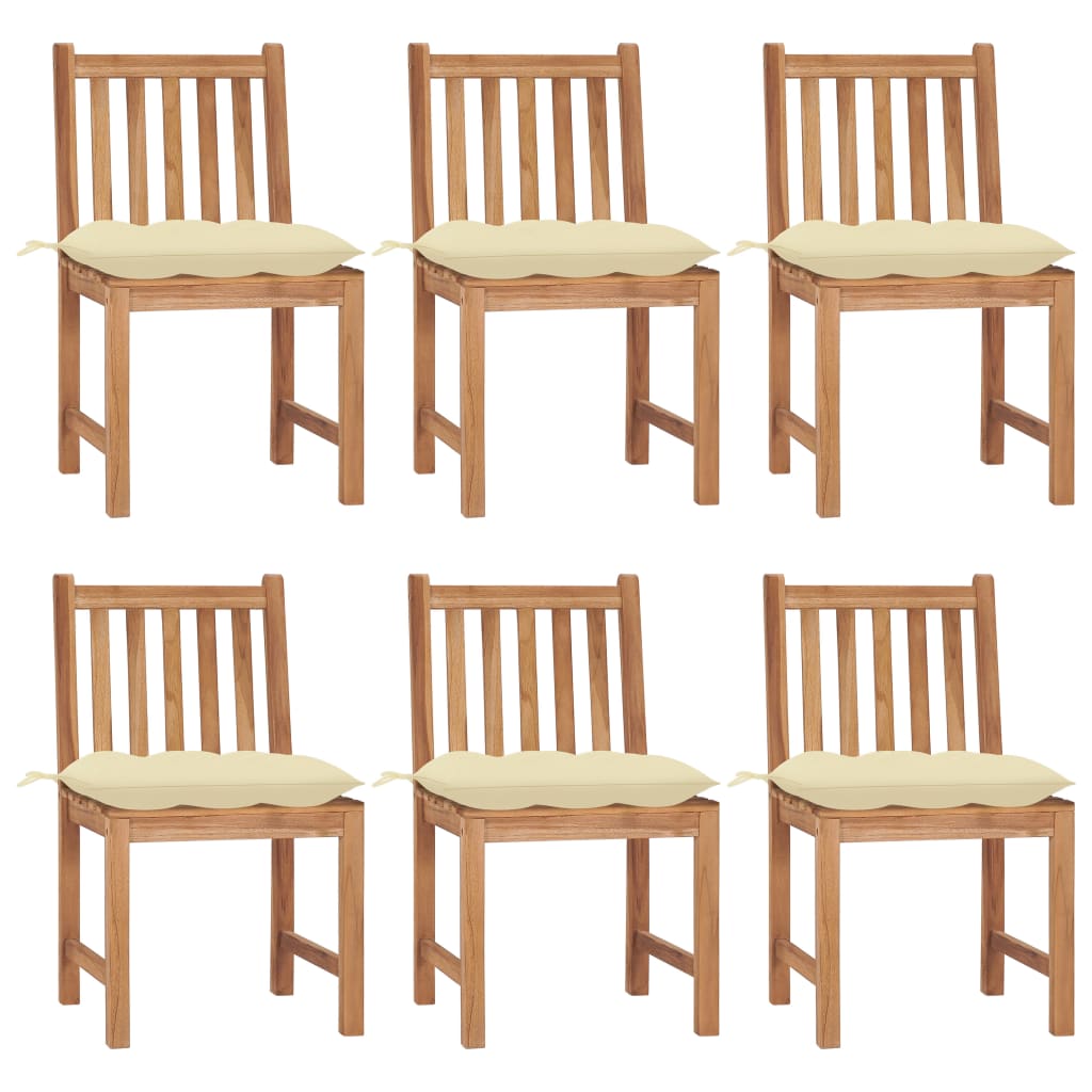Cadeiras de jardim 6 pcs c/ almofadões madeira de teca maciça