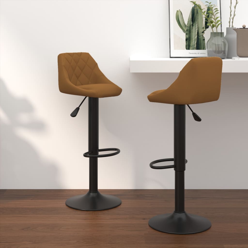Bancos de bar 2 pcs veludo castanho