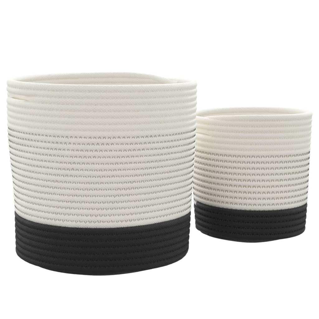 Cestos de arrumação 2 pcs algodão branco e preto