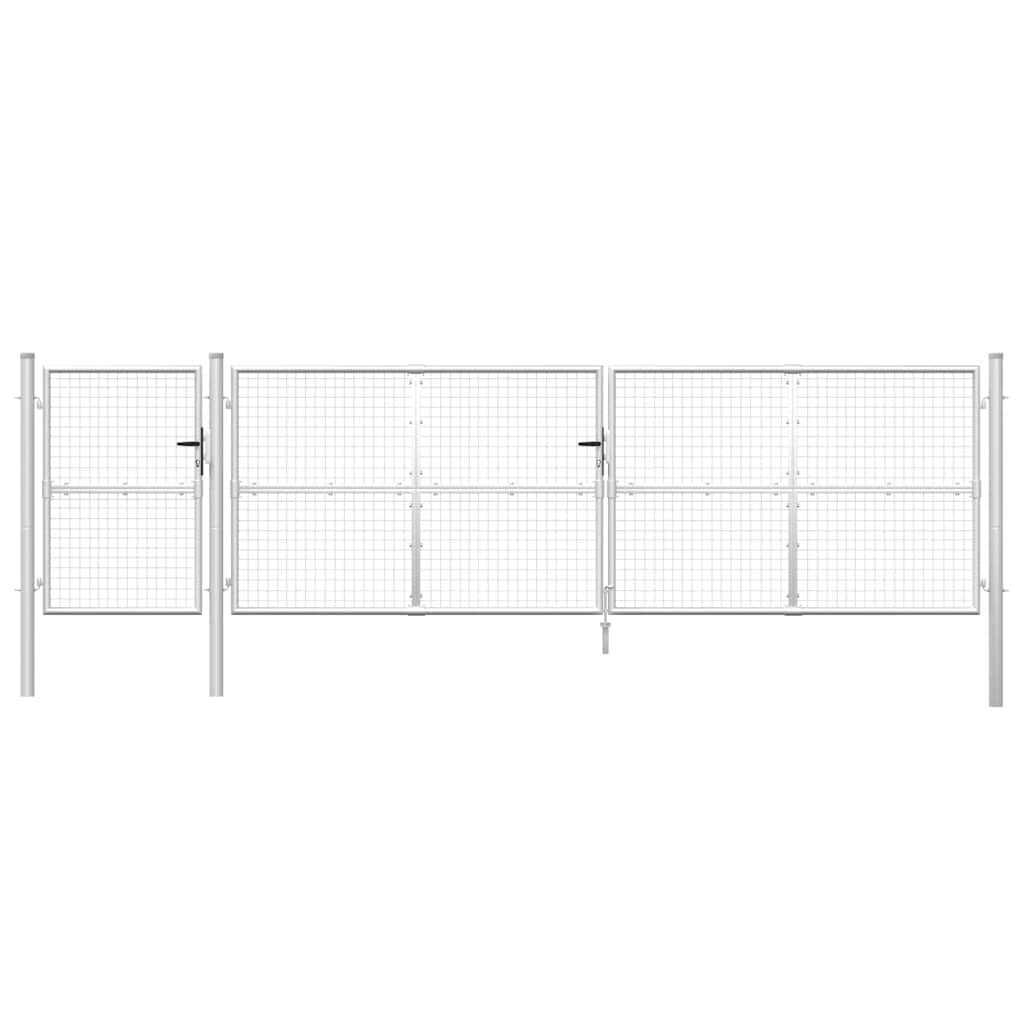 Portão de jardim em tela metálica cor prata 500x125 cm aço galvanizado.