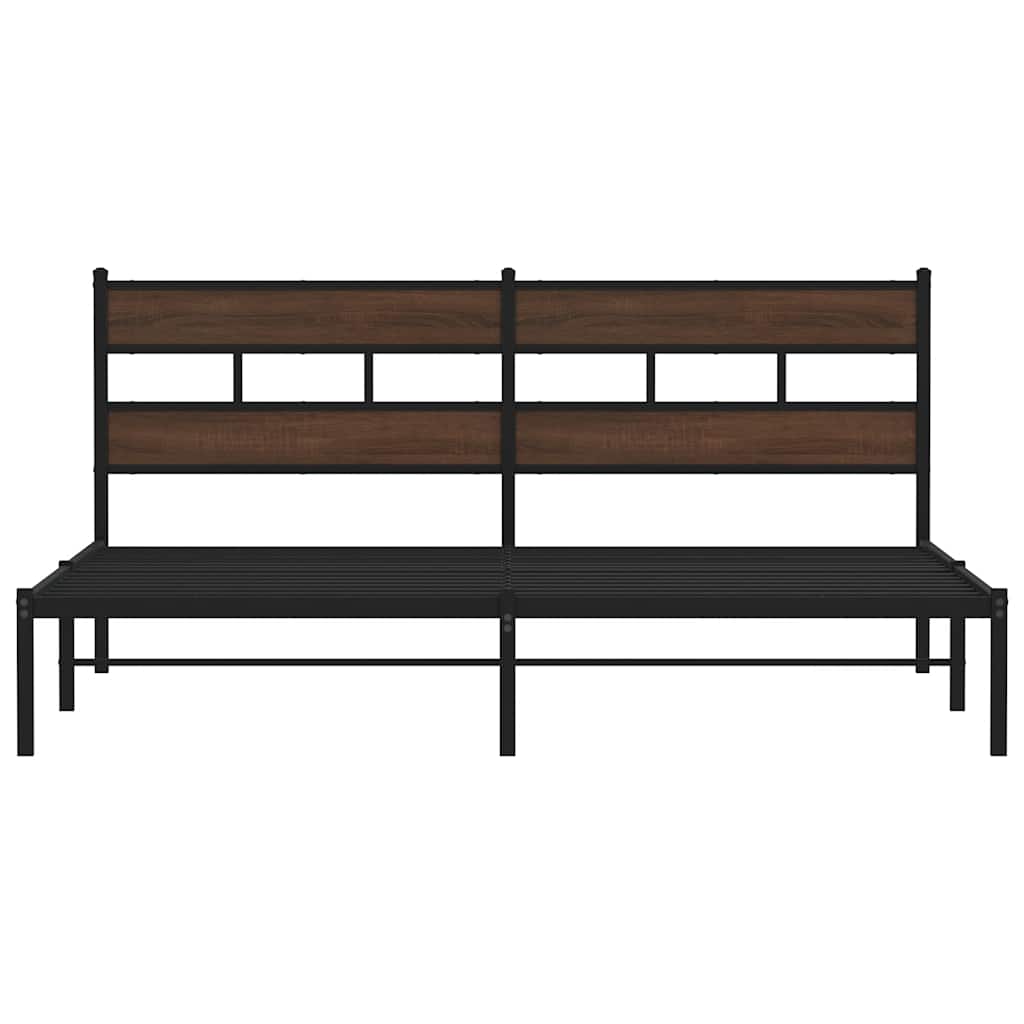 Cama sem colchão com cabeceira 200x200 cm carvalho castanho