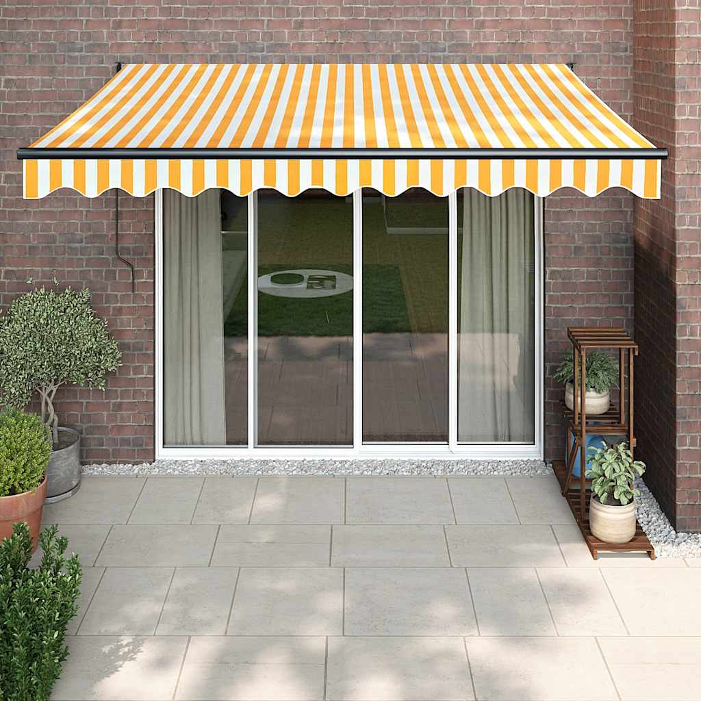 Toldo retrátil 3x2,5 m tecido e alumínio amarelo e branco