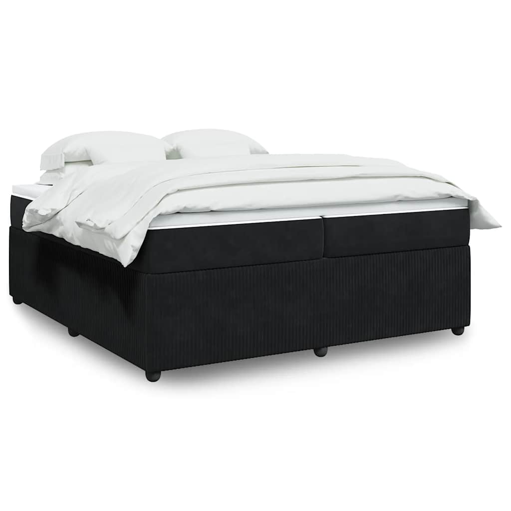 Cama com molas/colchão 200x200 cm veludo preto