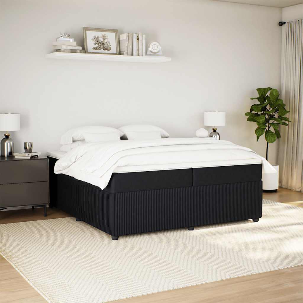 Cama com molas/colchão 200x200 cm veludo preto