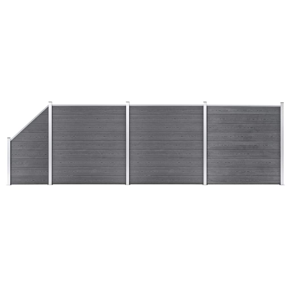 Painel vedação wpc 3 quadrados + 1 inclinado 619x186cm cinzento