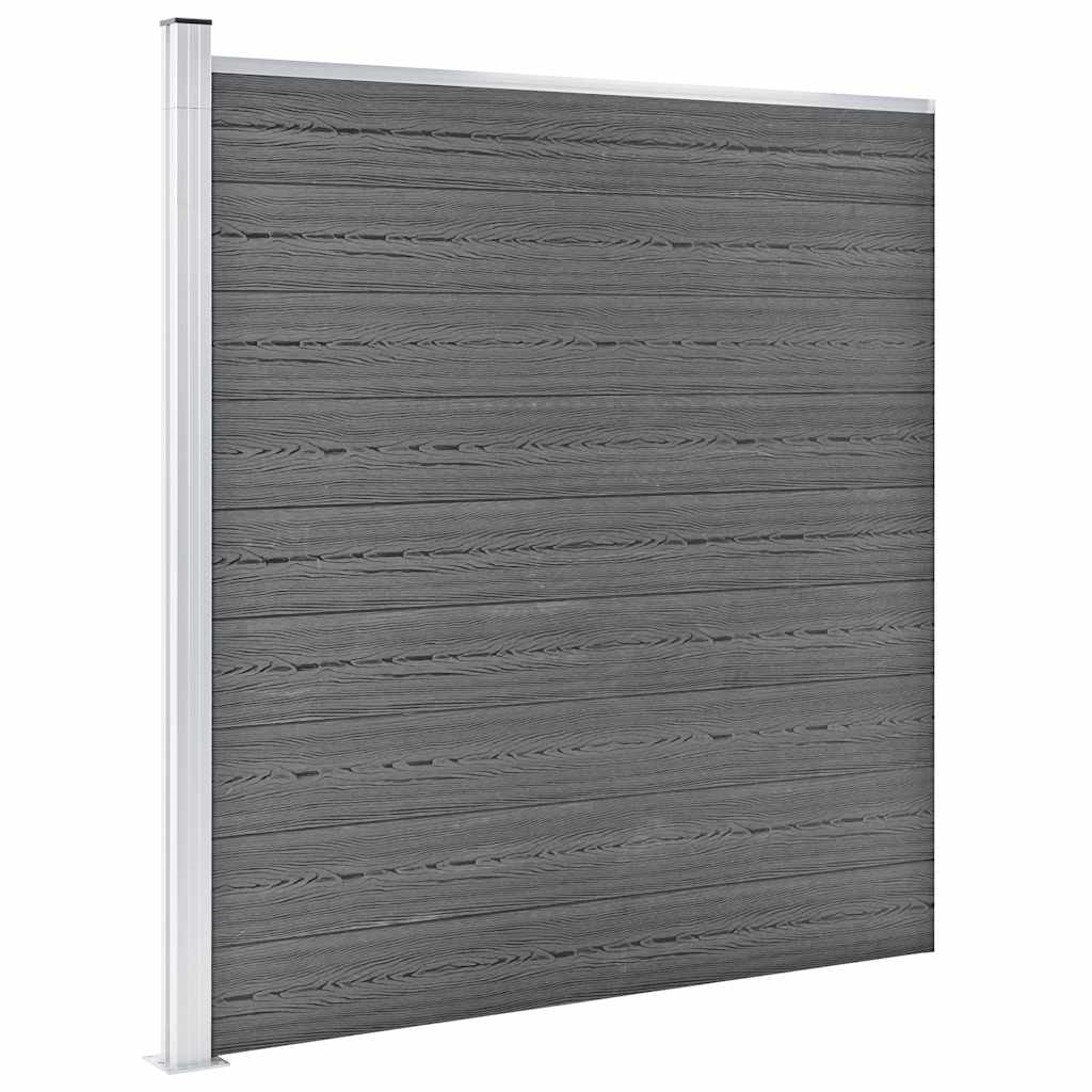 Painel vedação wpc 3 quadrados + 1 inclinado 619x186cm cinzento