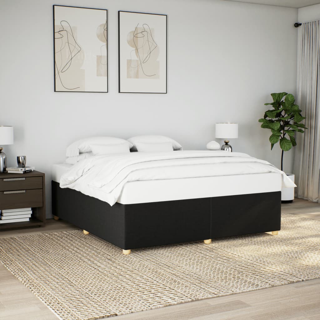 Estrutura de cama sem colchão 200x200 cm tecido preto