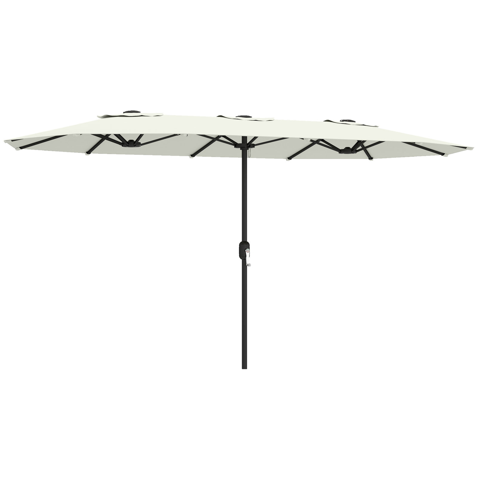 Guarda-sol duplo de jardim 4,6x2,6 m com manivela manual proteção uv50+ capa resistente à água creme