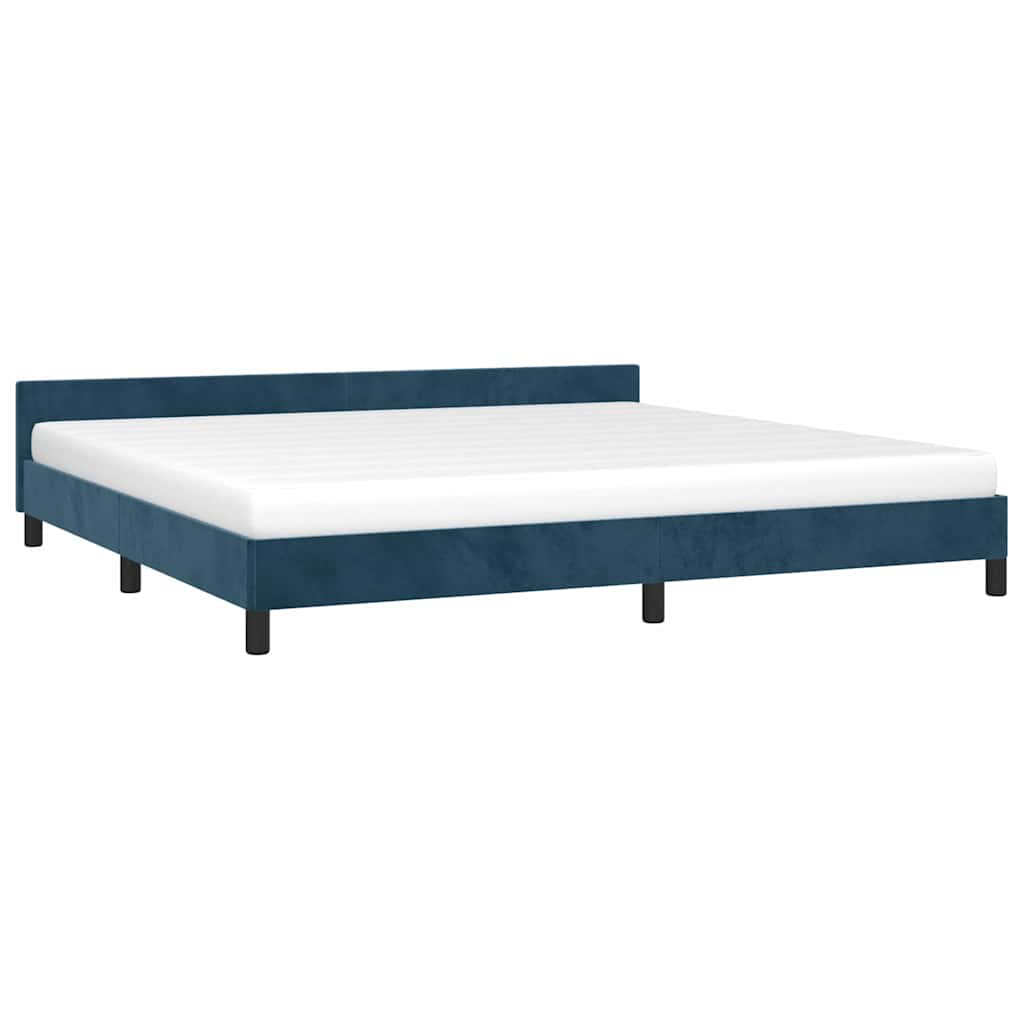 Estrutura de cama sem colchão 200x200 cm veludo azul-escuro
