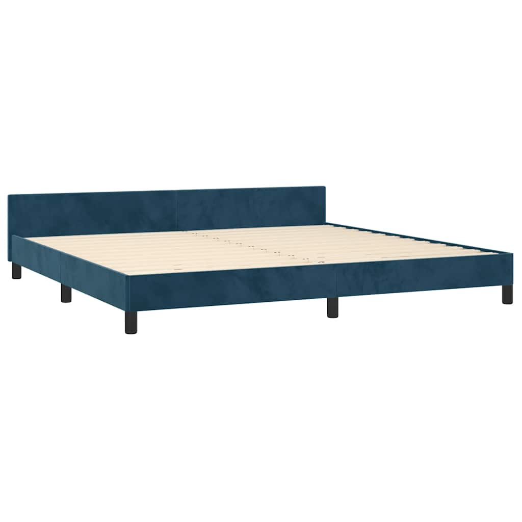 Estrutura de cama sem colchão 200x200 cm veludo azul-escuro