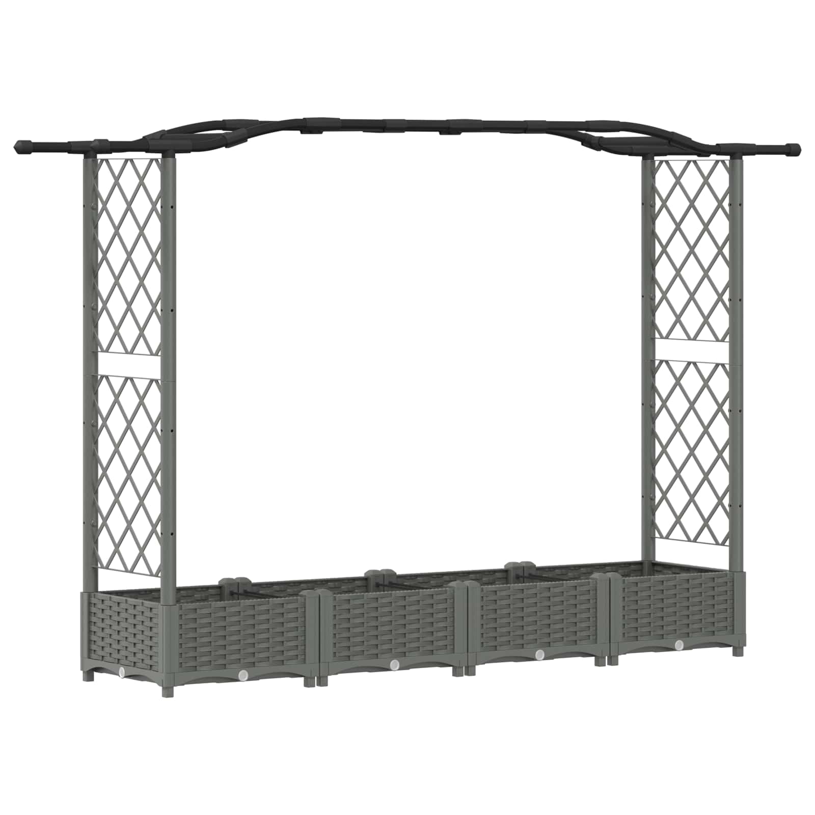 Cama elevada com treliça e telhado cinzento-claro PP