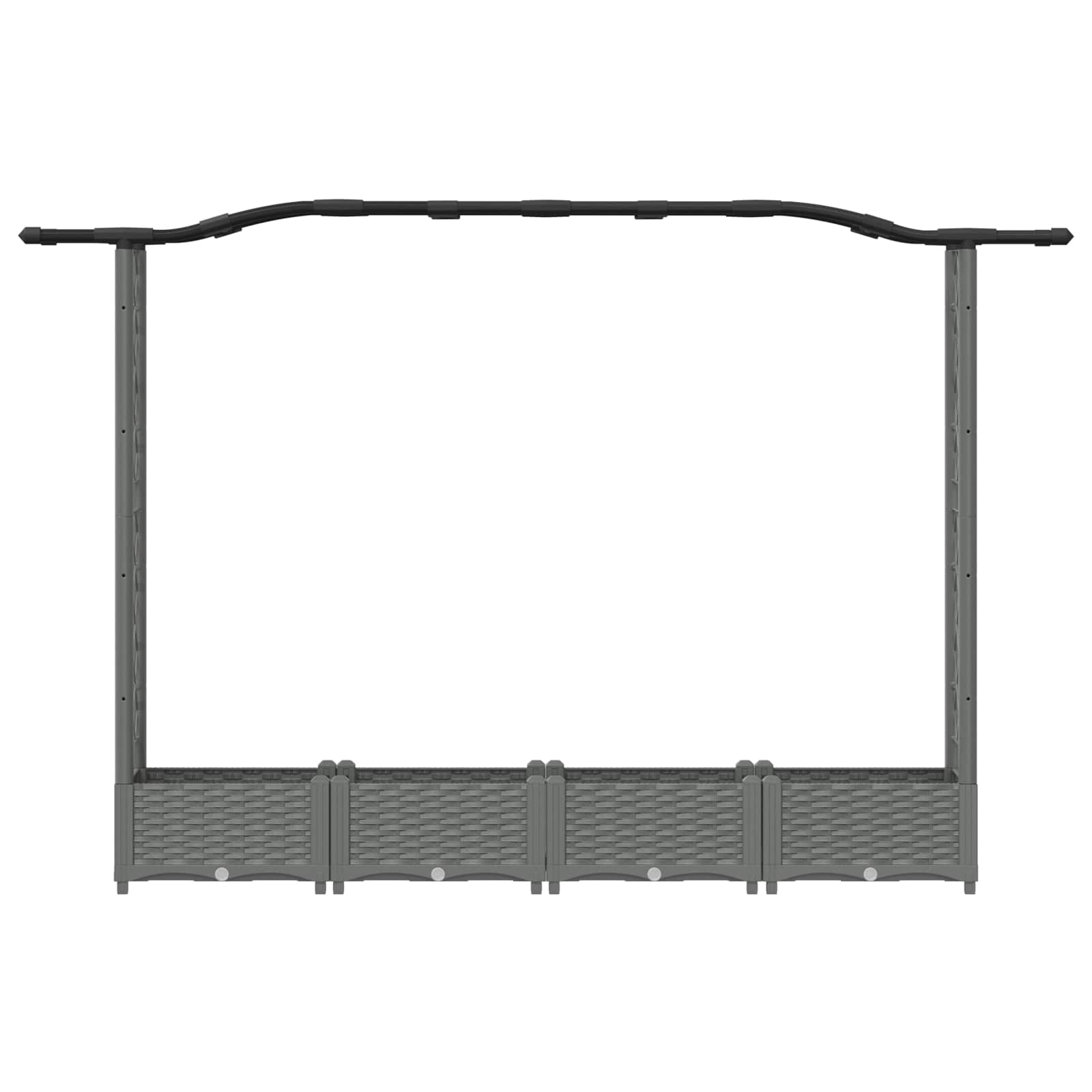 Cama elevada com treliça e telhado cinzento-claro PP