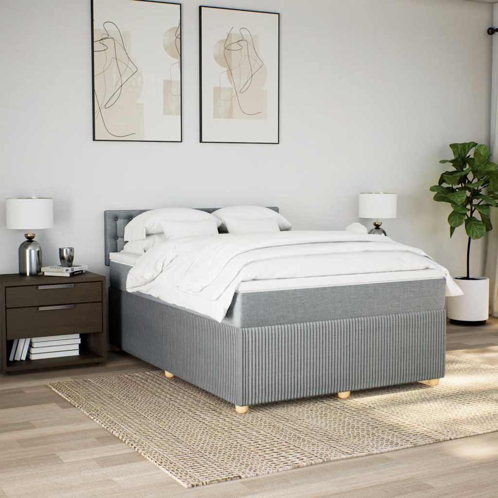 Cama com molas/colchão 140x190 cm tecido cinzento-claro