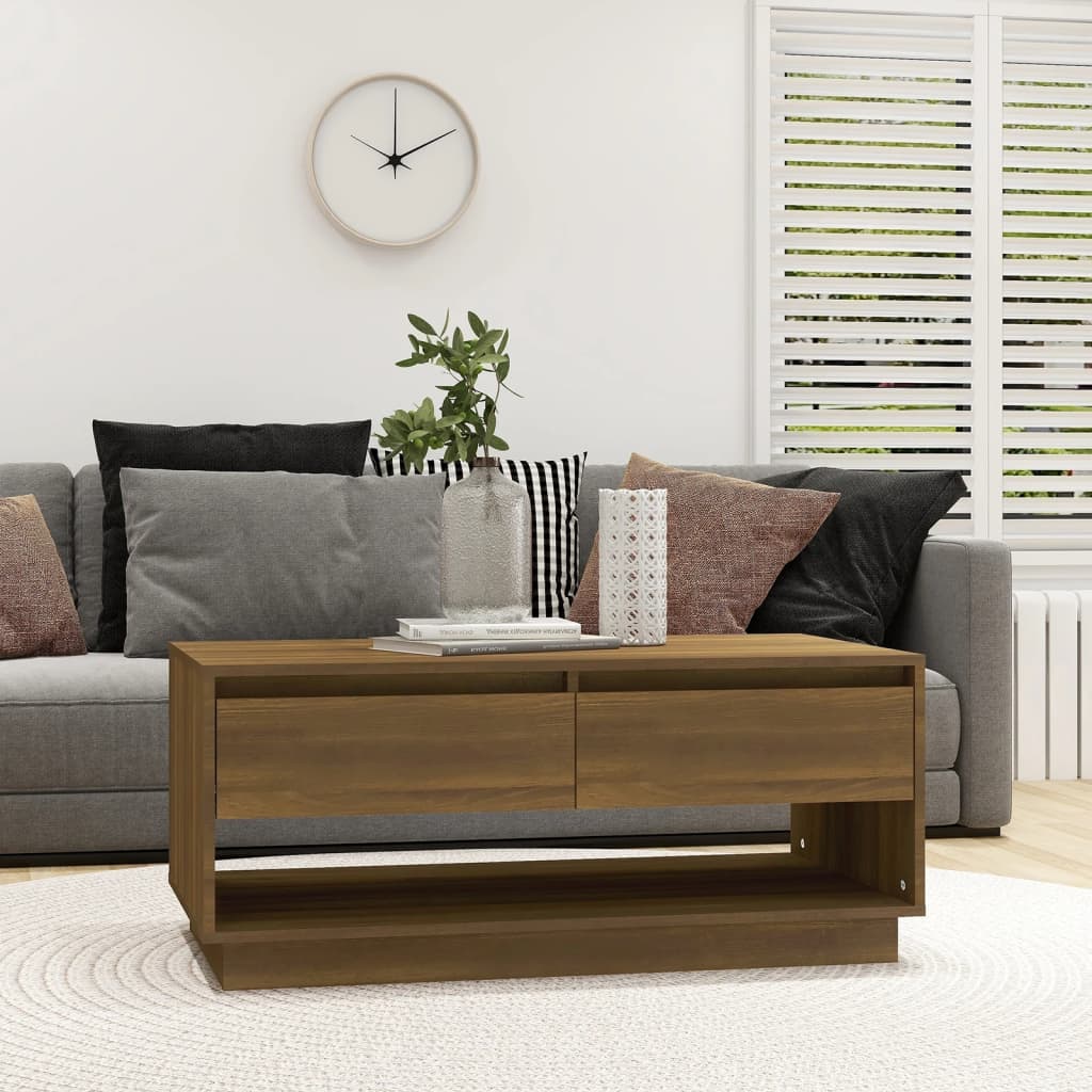 Mesa centro 102,5x55x44 cm derivados madeira carvalho castanho