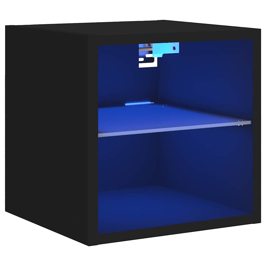 Móvel de parede para TV com luzes LED 30x28,5x30 cm preto