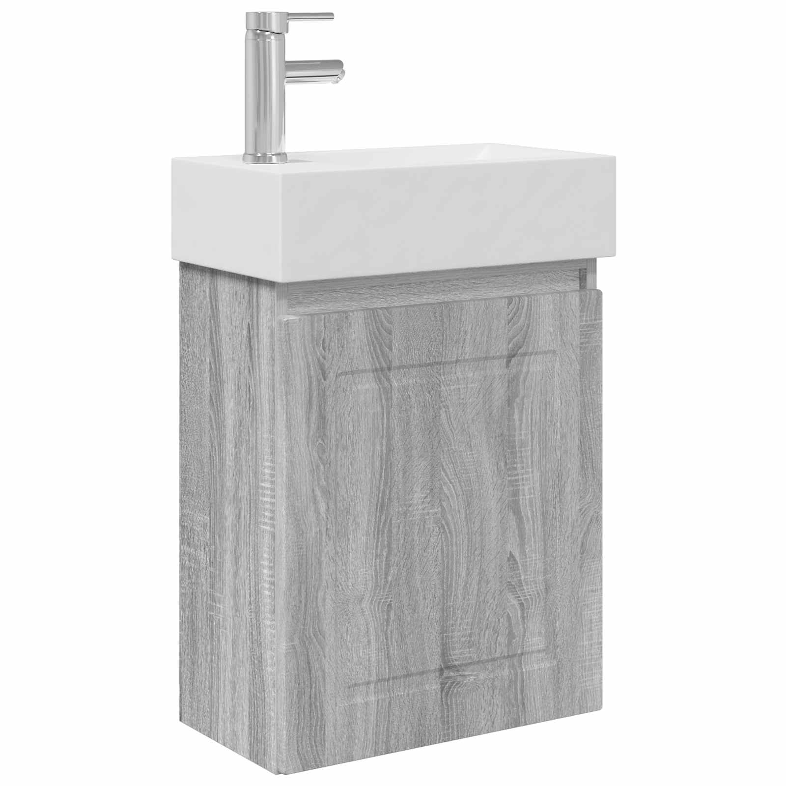 Conjunto de móveis de banheiro com torneira sonoma cinzento