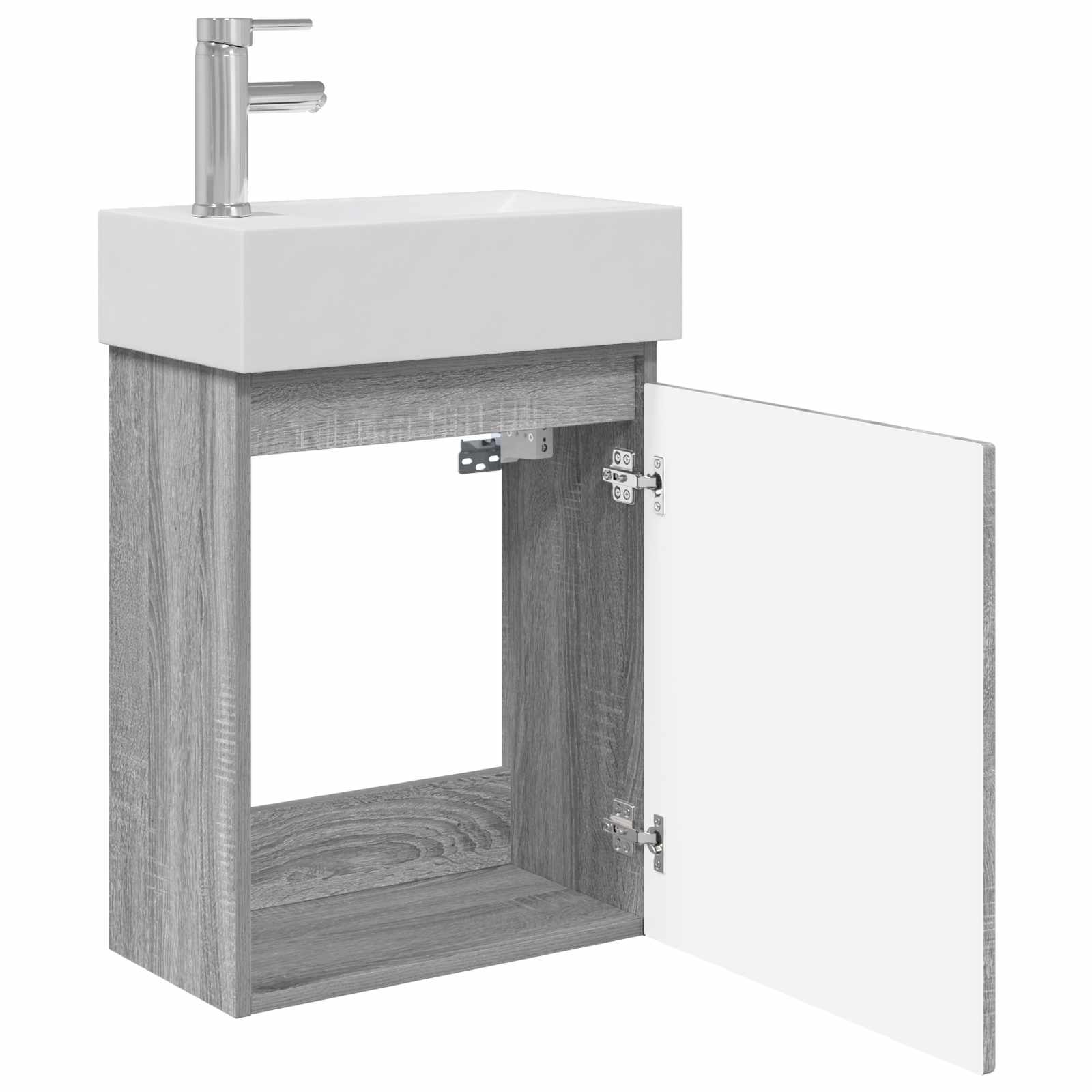 Conjunto de móveis de banheiro com torneira sonoma cinzento