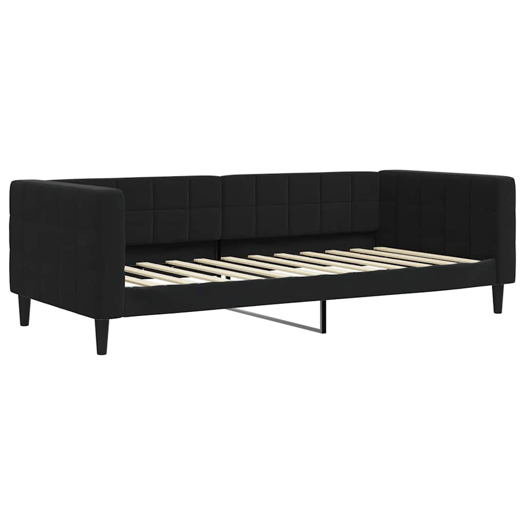 Sofá-cama com gavetão e colchões 90x200 cm veludo preto