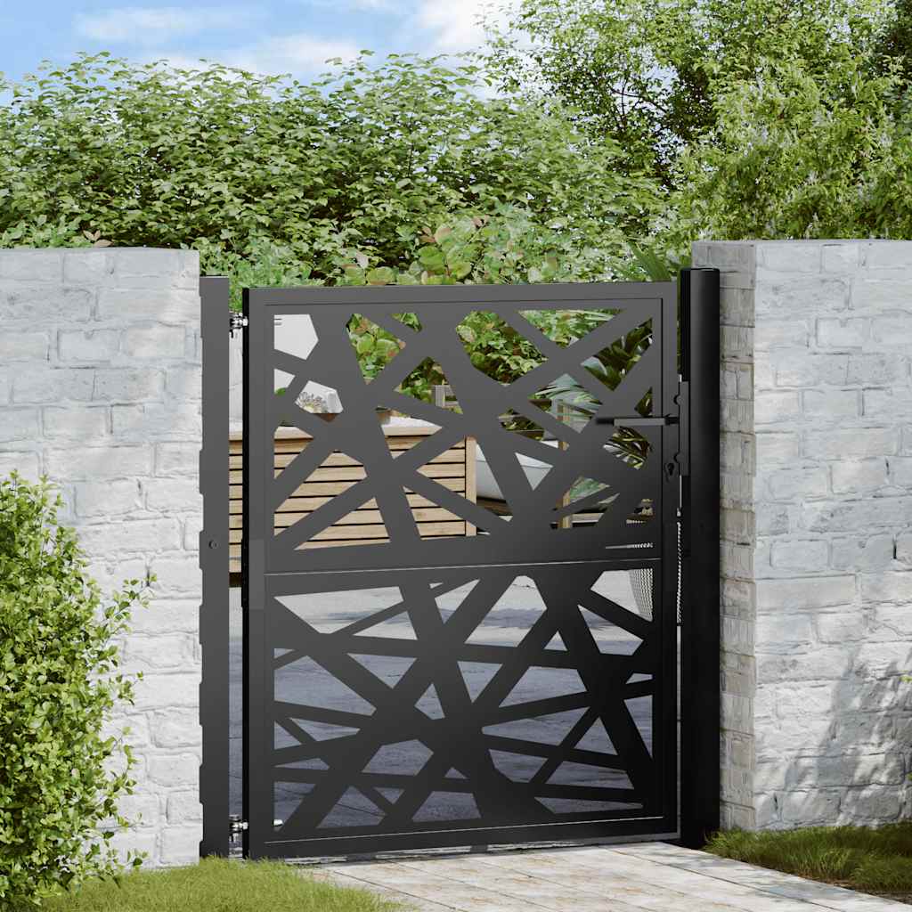 Portão de jardim 100x100 cm design de luz em aço preto