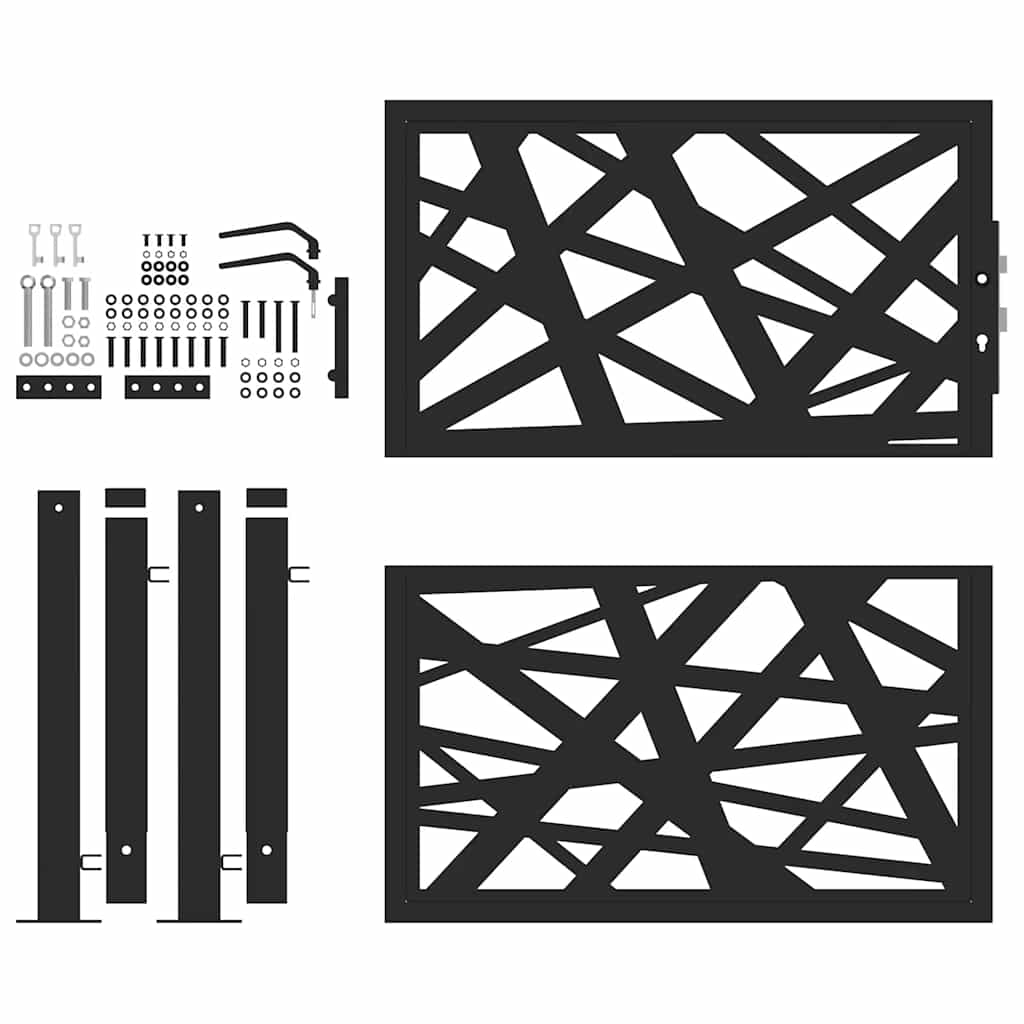 Portão de jardim 100x100 cm design de luz em aço preto