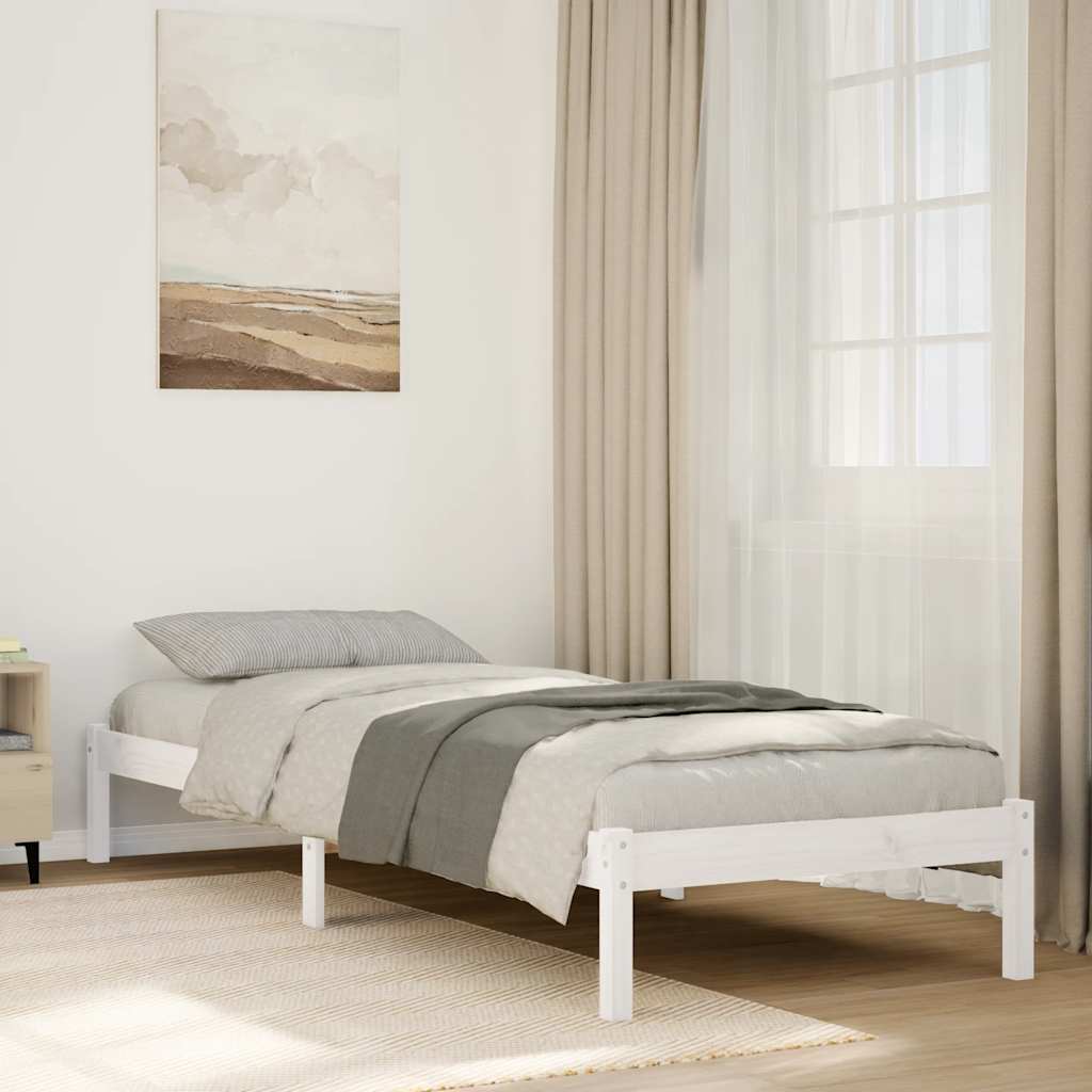 Cama extra longa sem colchão 90x220 cm pinho maciço branco