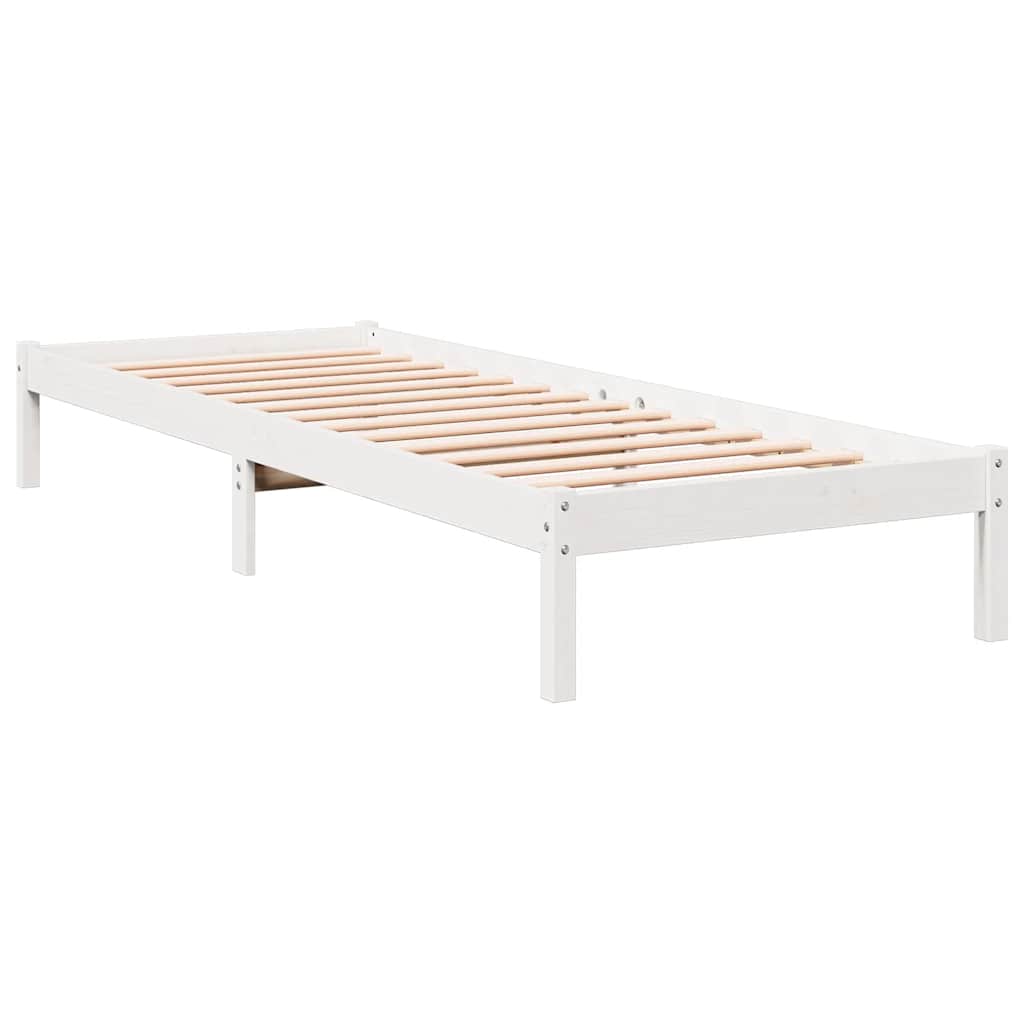 Cama extra longa sem colchão 90x220 cm pinho maciço branco