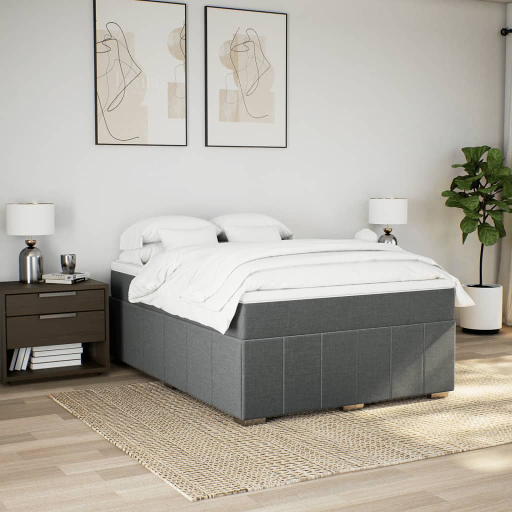Cama com molas/colchão 140x200 cm tecido cinzento-escuro