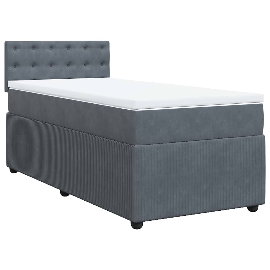 Cama com molas/colchão 90x200 cm veludo cinza-escuro