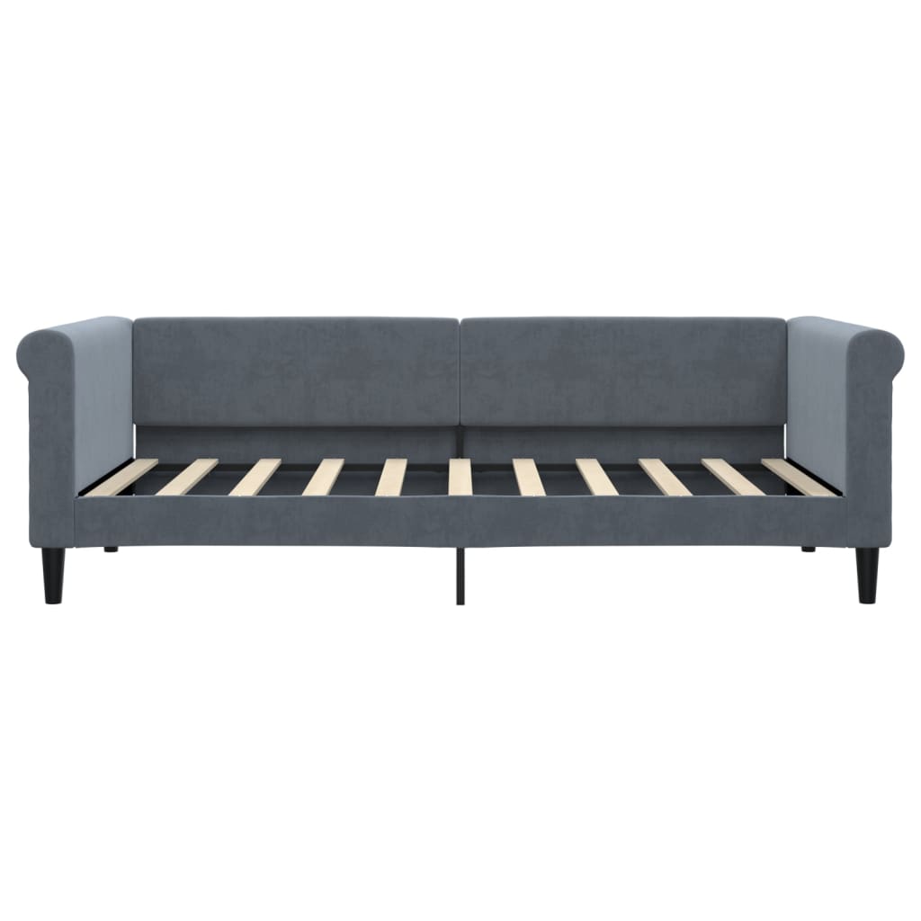 Sofá-cama com colchão 90x190 cm veludo cinzento-escuro