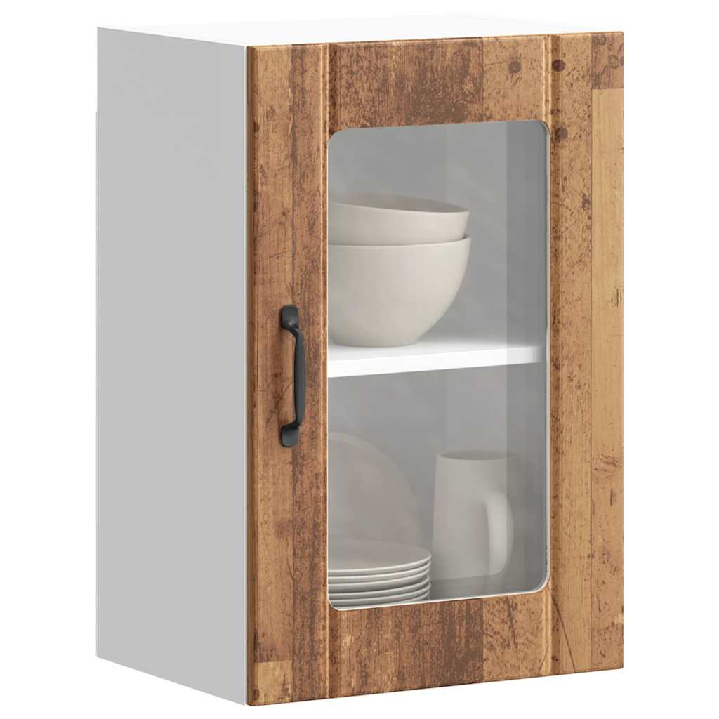 Armário de parede de cozinha porta vidro lucca madeira velha