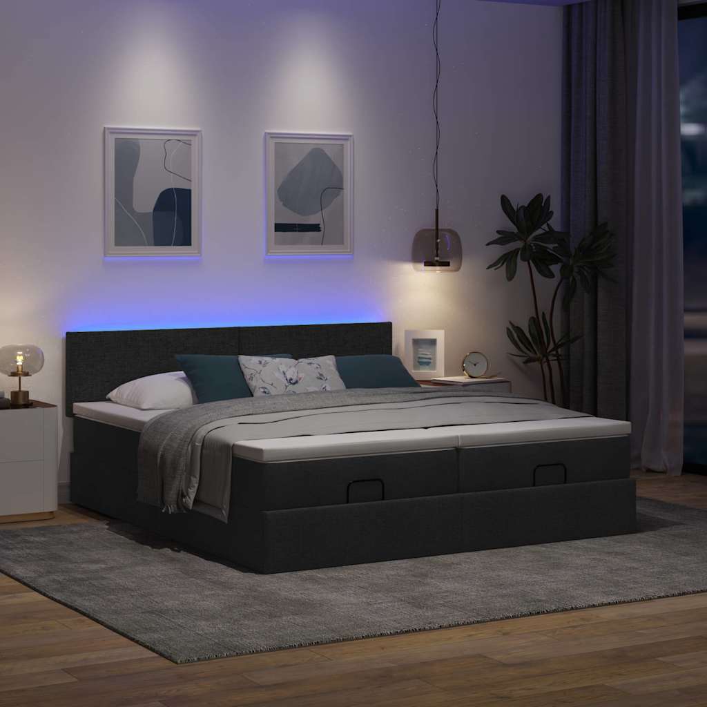 63 / 5,000Vidaxl estrutura de cama otomana com colchões tecido preto