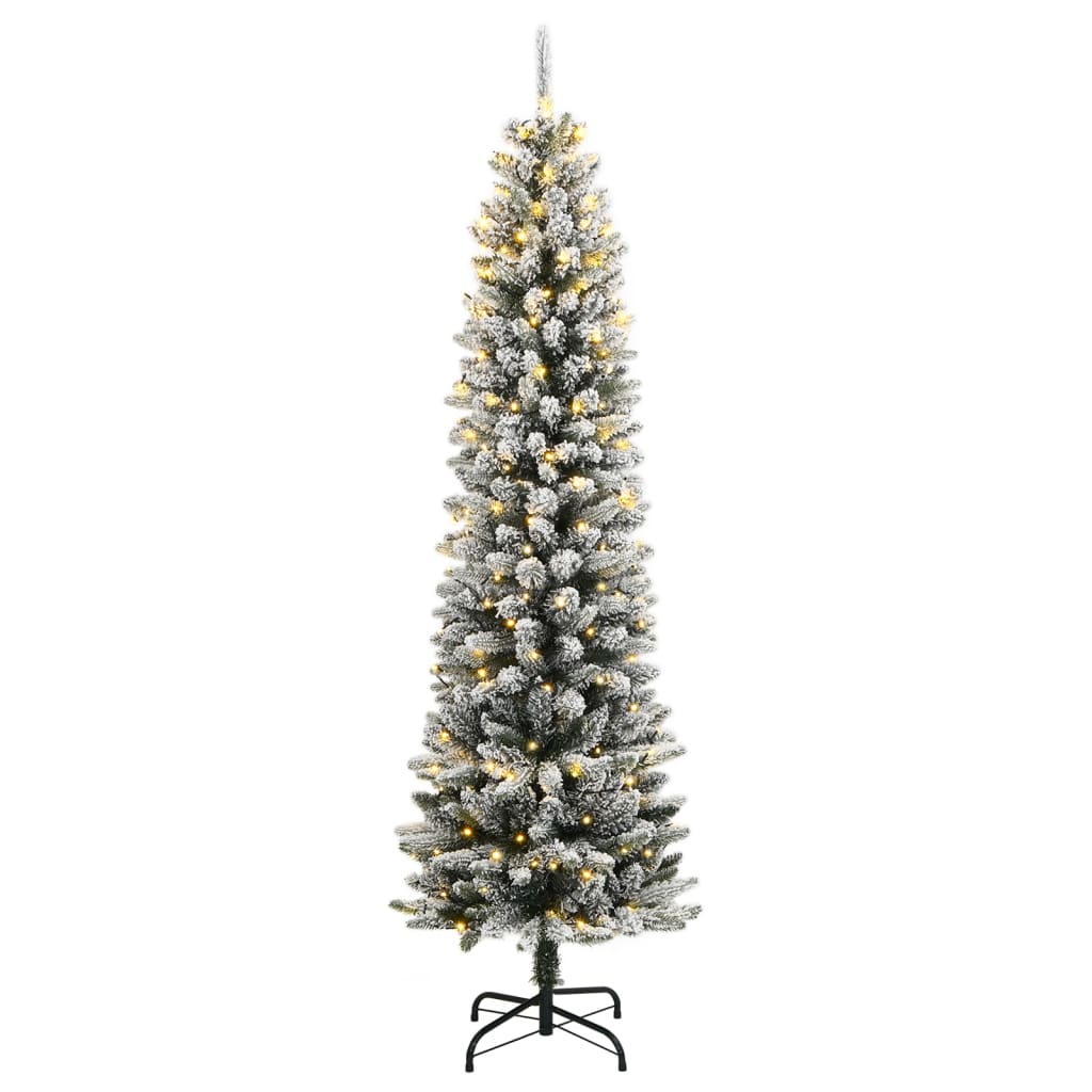 Árvore de natal artificial com 150 luzes LED e neve 150 cm