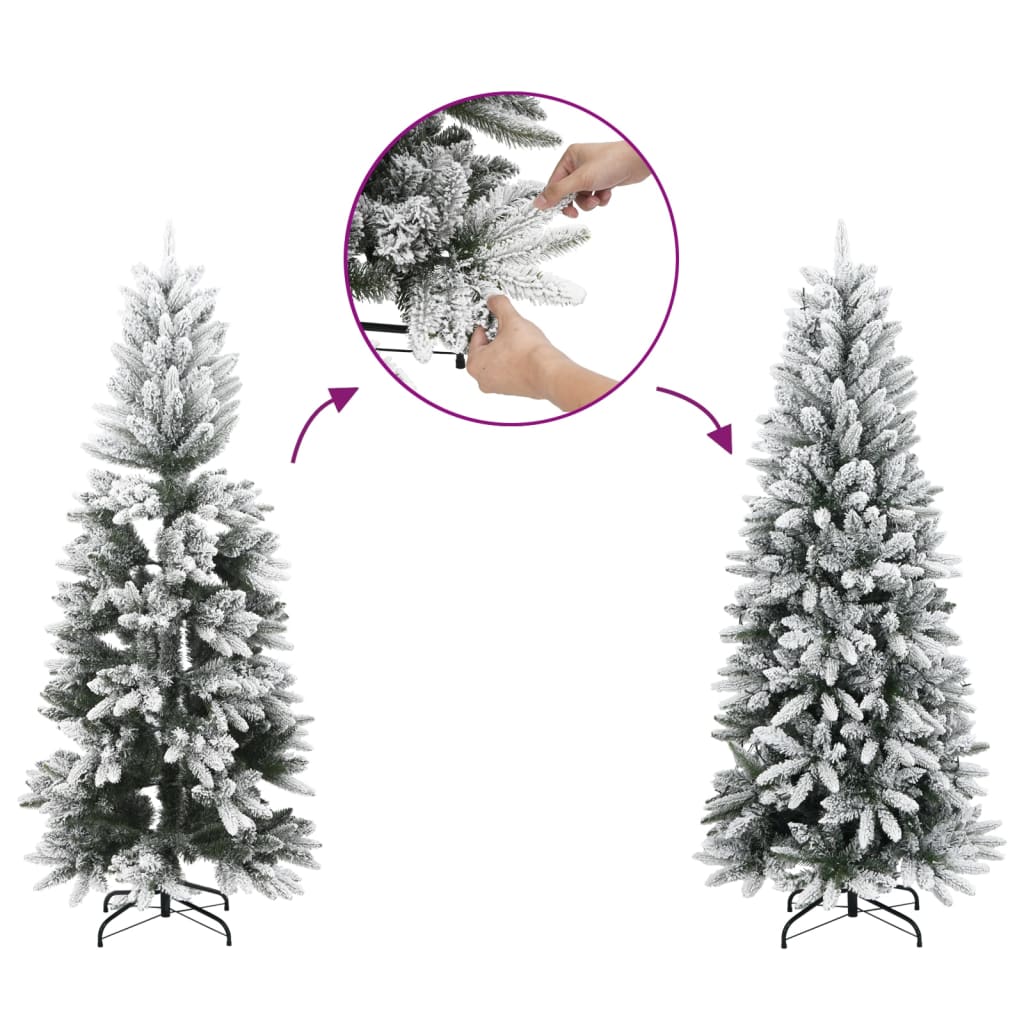 Árvore de natal artificial com 150 luzes LED e neve 150 cm