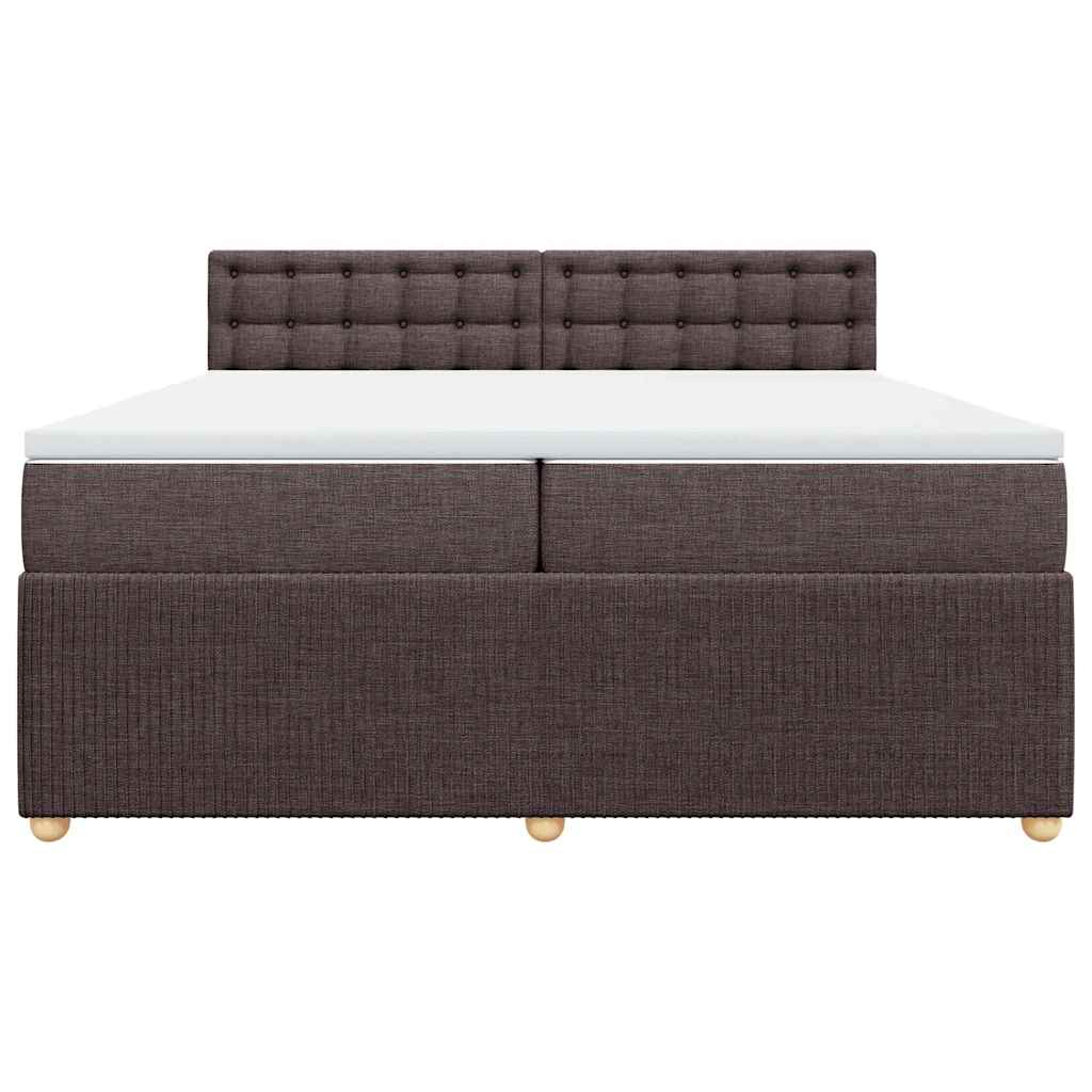 Cama com molas/colchão 200x200 cm tecido castanho-escuro