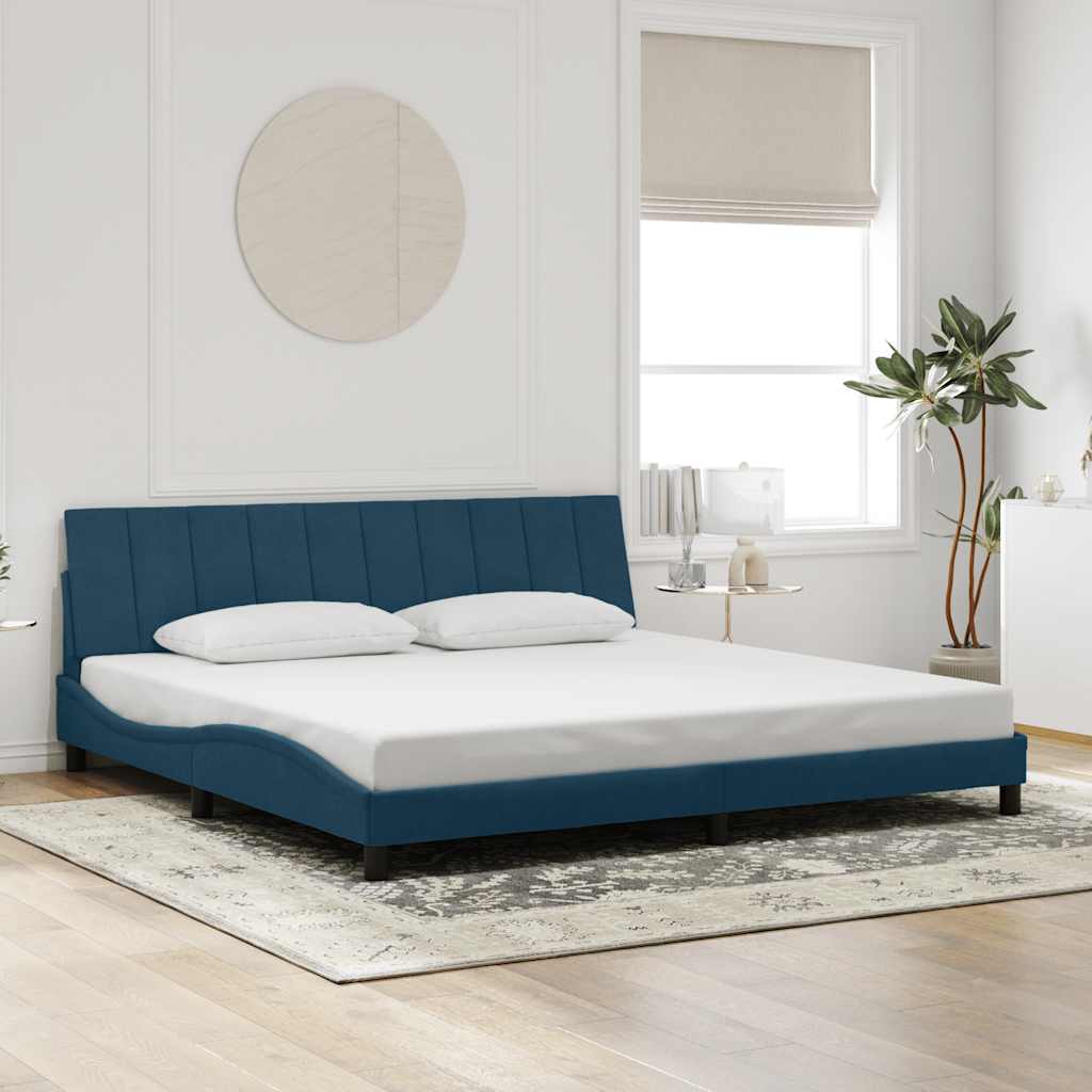 Estrutura de cama com LED sem colchão hanko 200x200 cm veludo azul