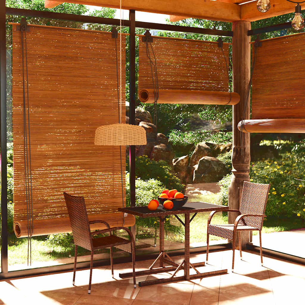3 Pcs conjunto de jantar para jardim castanho