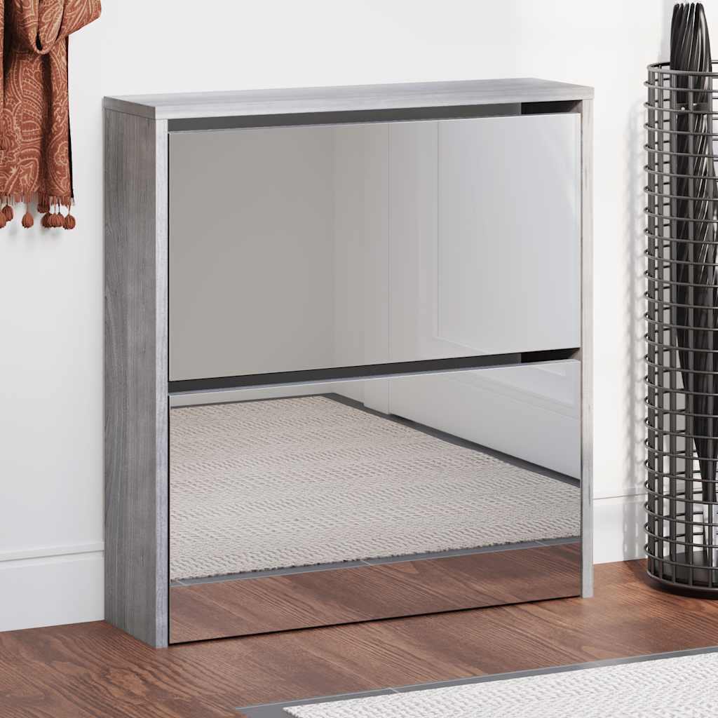 Sapateira com espelho 2 divisórias 63x17x67 cm cinza sonoma