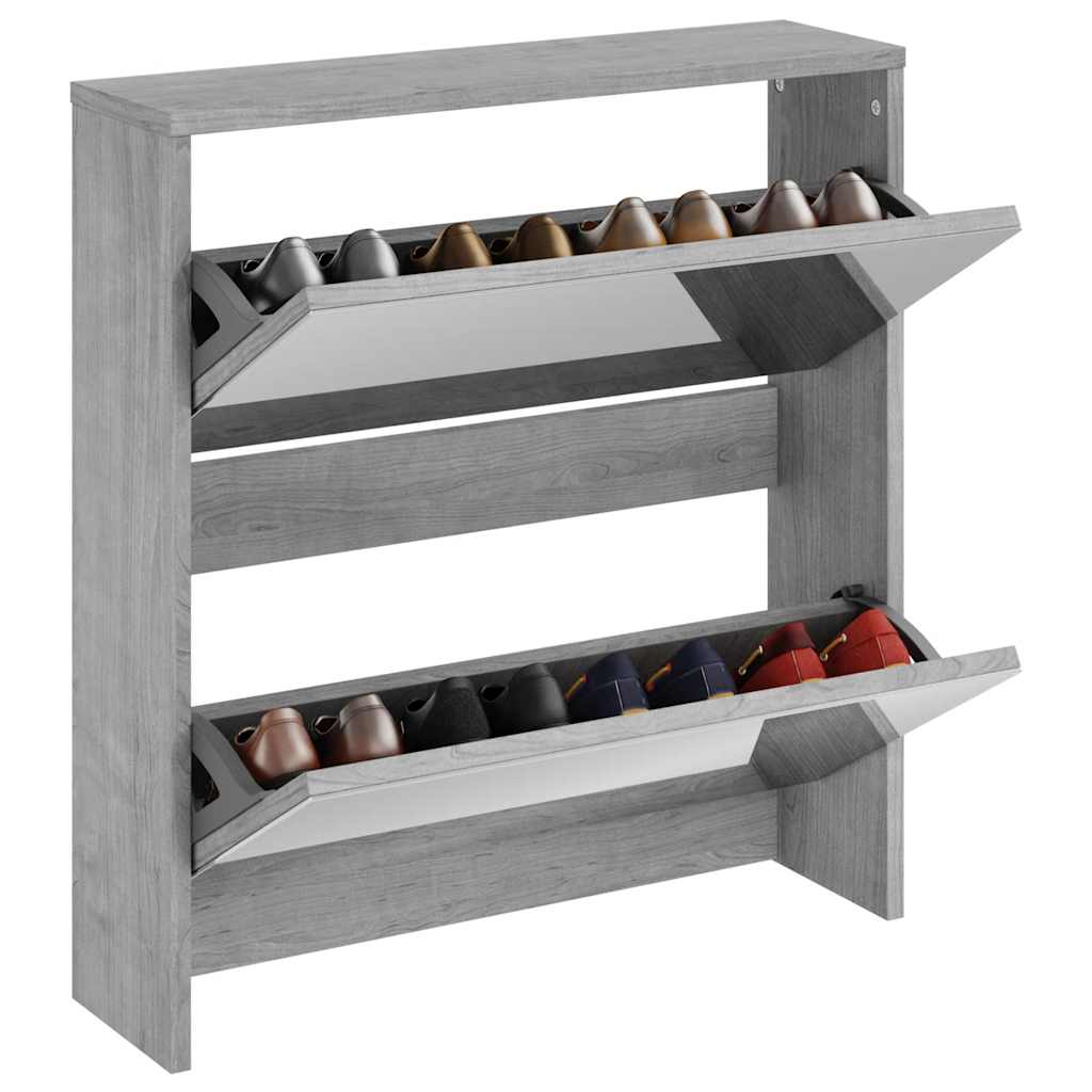 Sapateira com espelho 2 divisórias 63x17x67 cm cinza sonoma