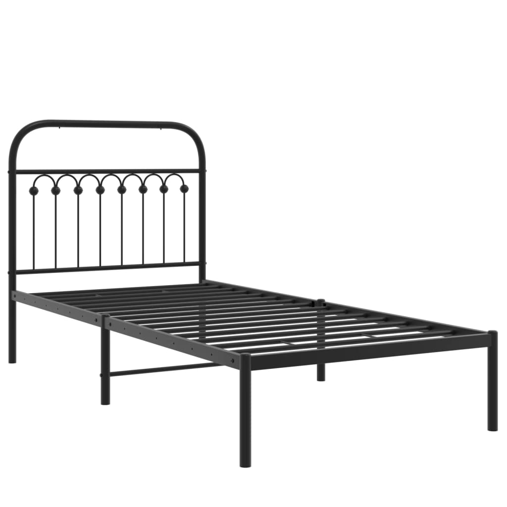 Estrutura de cama com cabeceira 90x200 cm metal preto