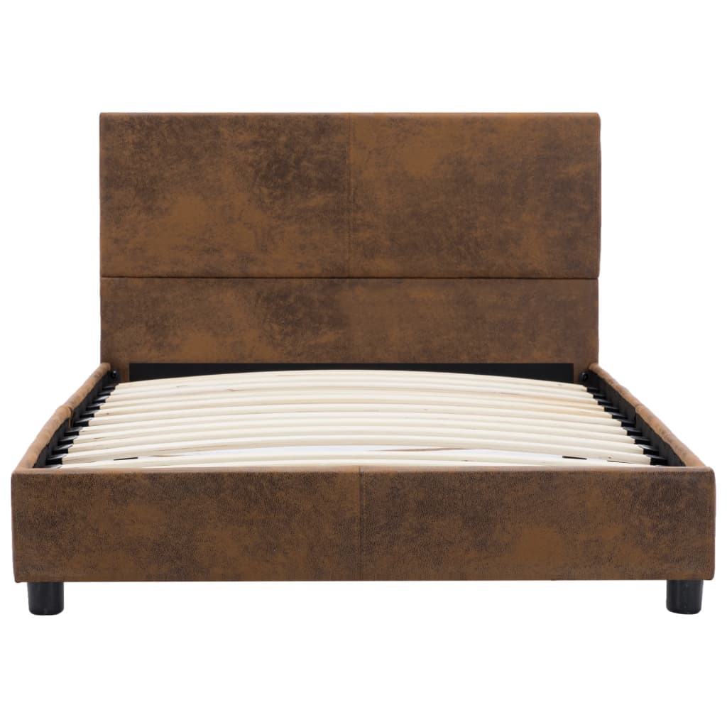 Estrutura de cama 90x200 cm camurça artificial castanho
