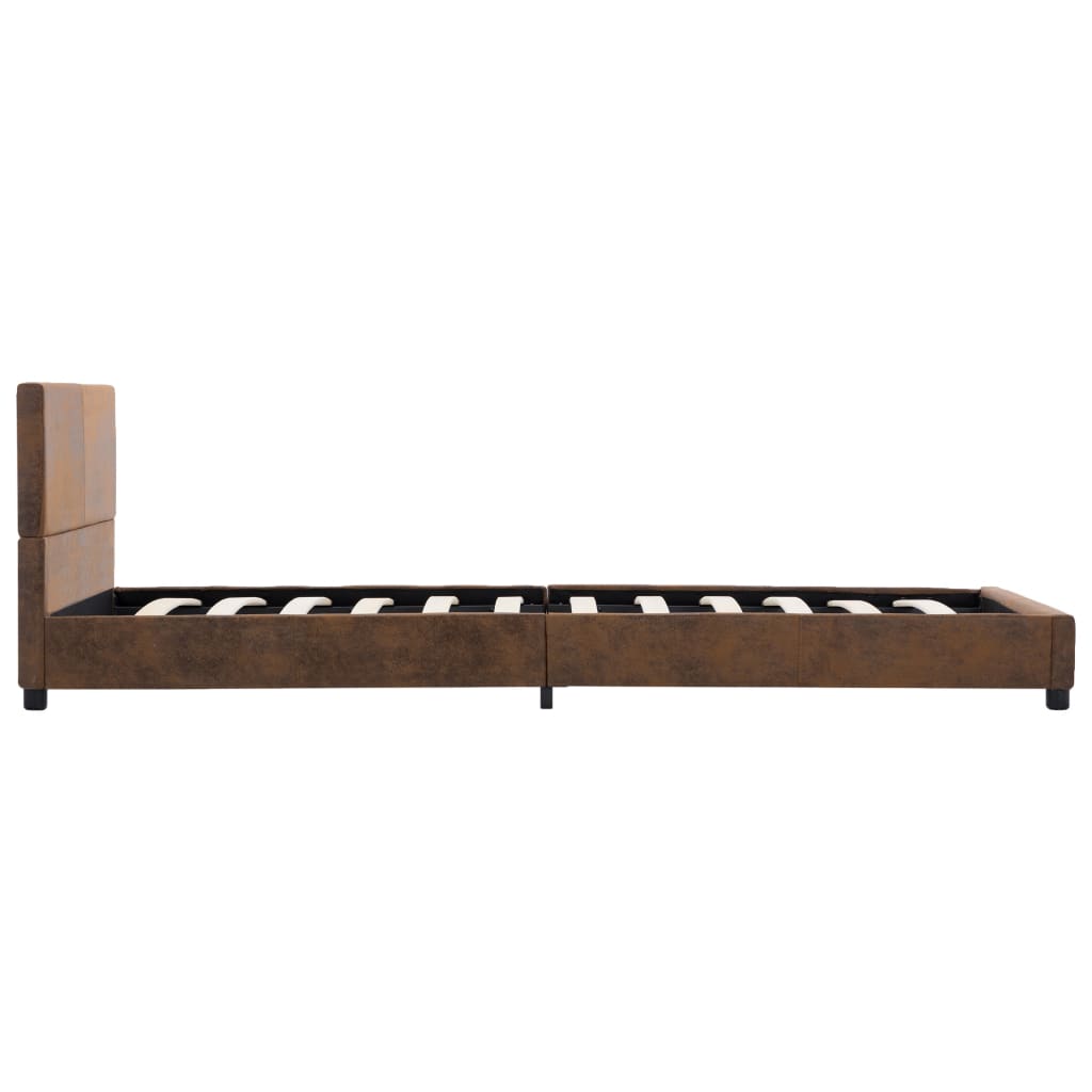 Estrutura de cama 90x200 cm camurça artificial castanho