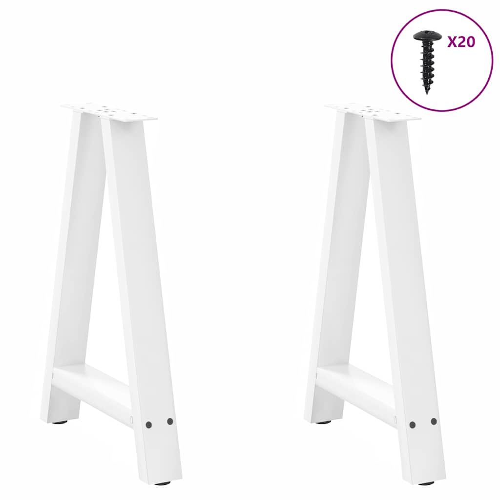Pés para mesa de jantar em formato a, 2 peças, branco, 50x(72-73) cm, aço