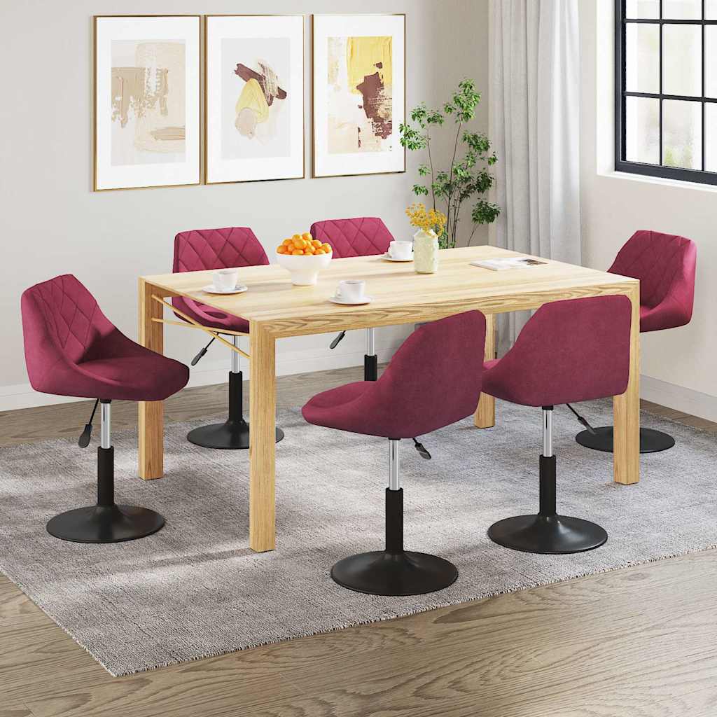 Cadeiras de jantar giratórias 6 pcs veludo vermelho tinto